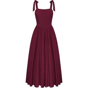 Women Corset Dress Square Neck Cottagecore Fishbone A-Line Sundress